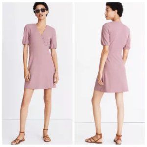 Madewell Cross Front Pink Mauve Wrap Button Dress Size Large